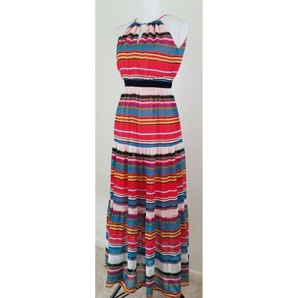 Max and Cleo~Women's Size XXS~Multi Color Striped Sleeveless Maxi Dress NWT $188 - Picture 4 of 7